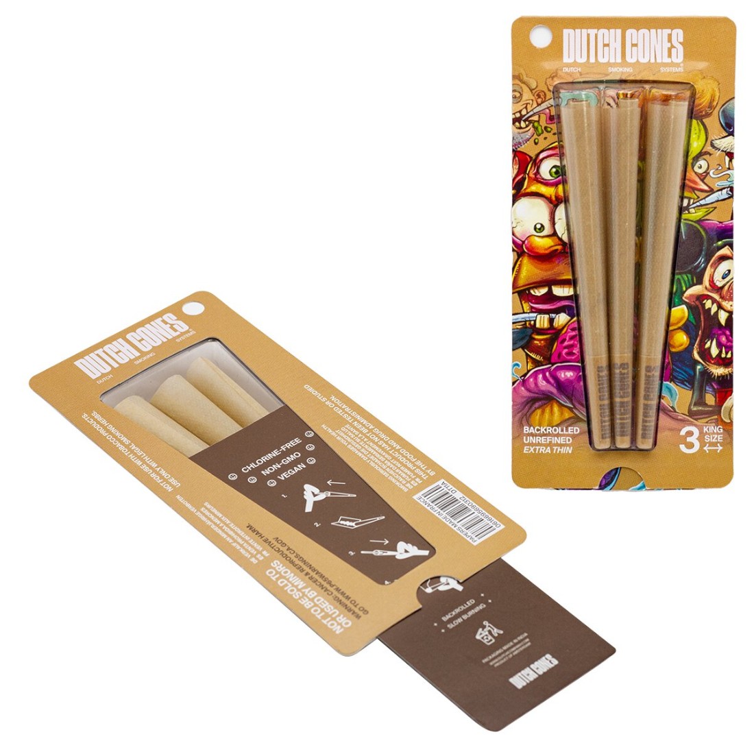 3x Unbleached Kingsize vorgefertigte Kegel