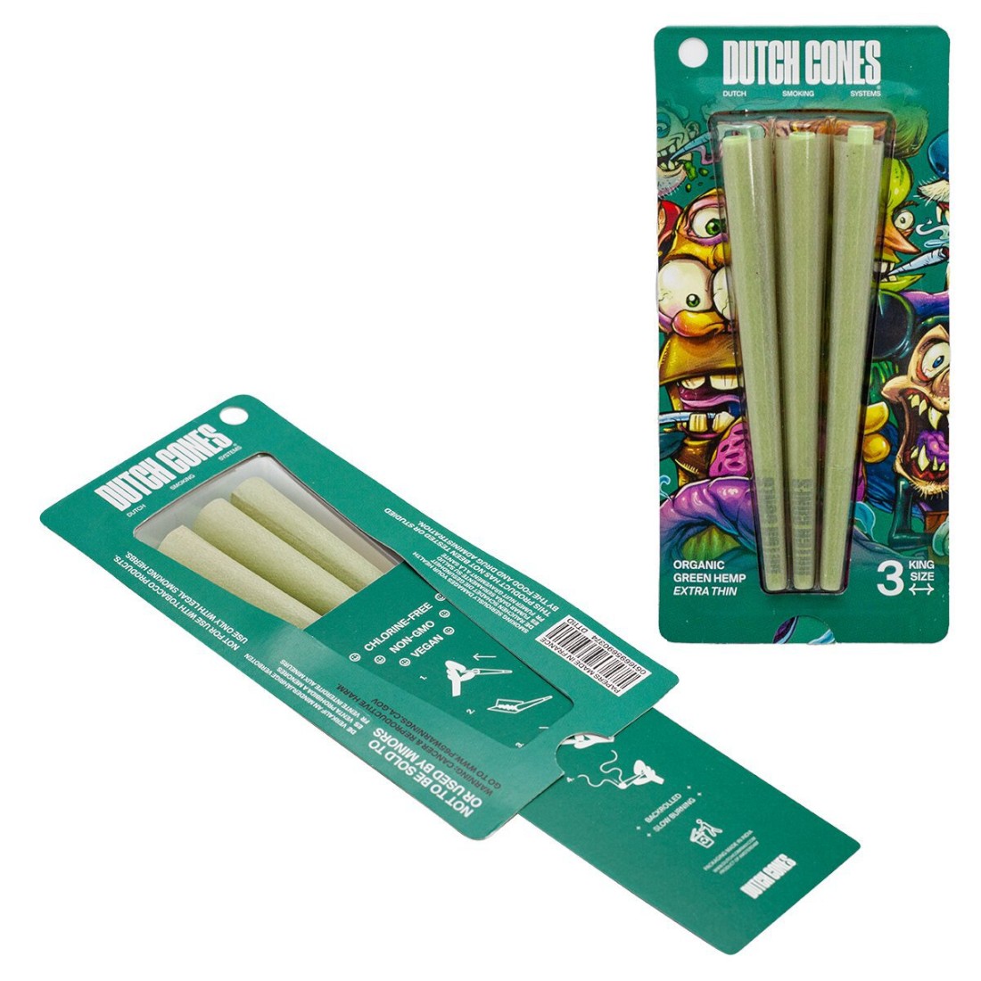 3x Green Hemp Kingsize vorgefertigte Kegel