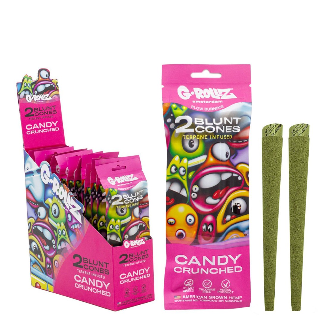 2x Candy Crunched Terpen-angereicherte vorgefertigte Hanf-Cones