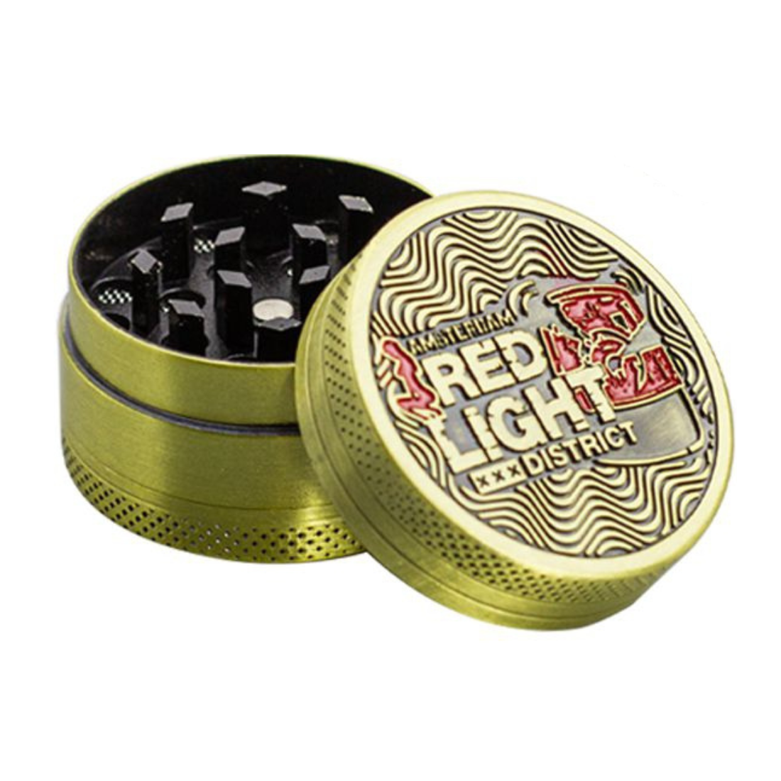 Rote Licht 3-teilige Zink-Mühle 40 mm (Gold)