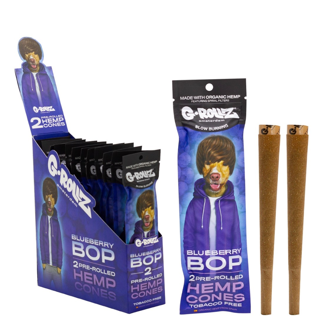 2x 'Blaubeer Pop'Vorgefertigte Hanf-Cones