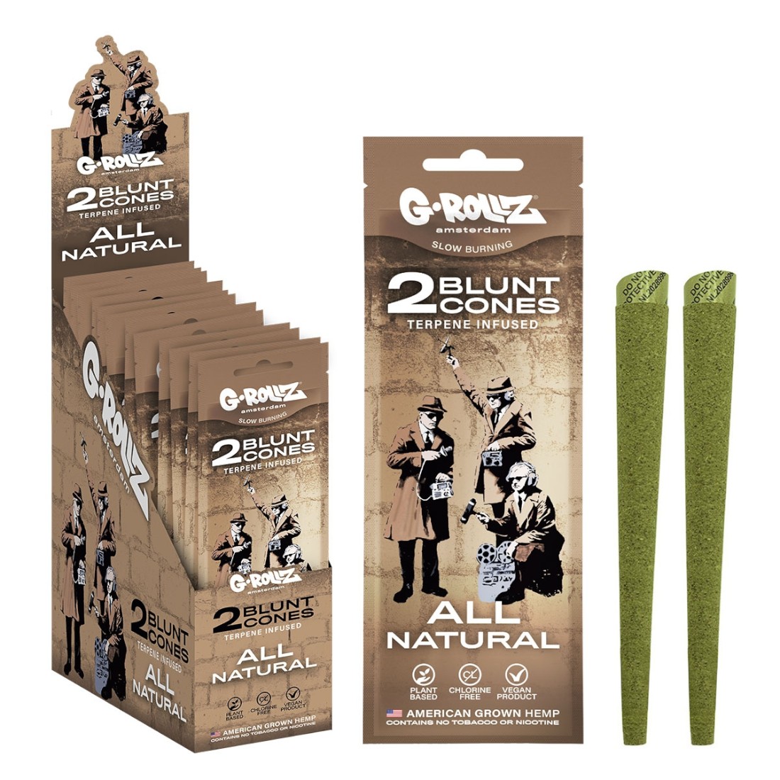 2x '100 % natürliche' terpene-infused Hanfkegel