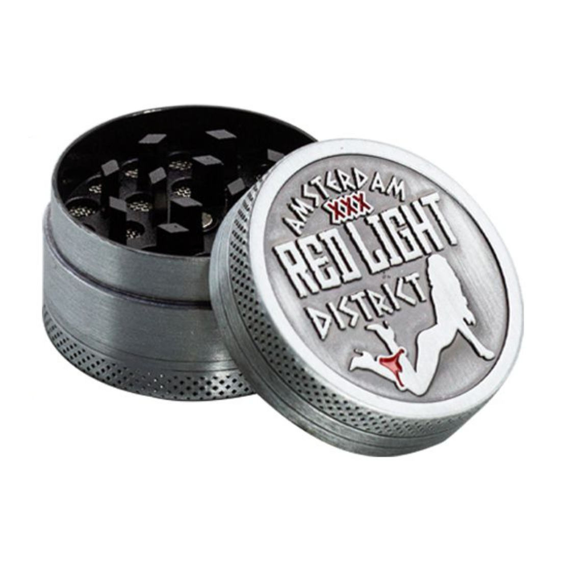 Rote Licht 3-teilige Zink-Mühle 40 mm (Silber)
