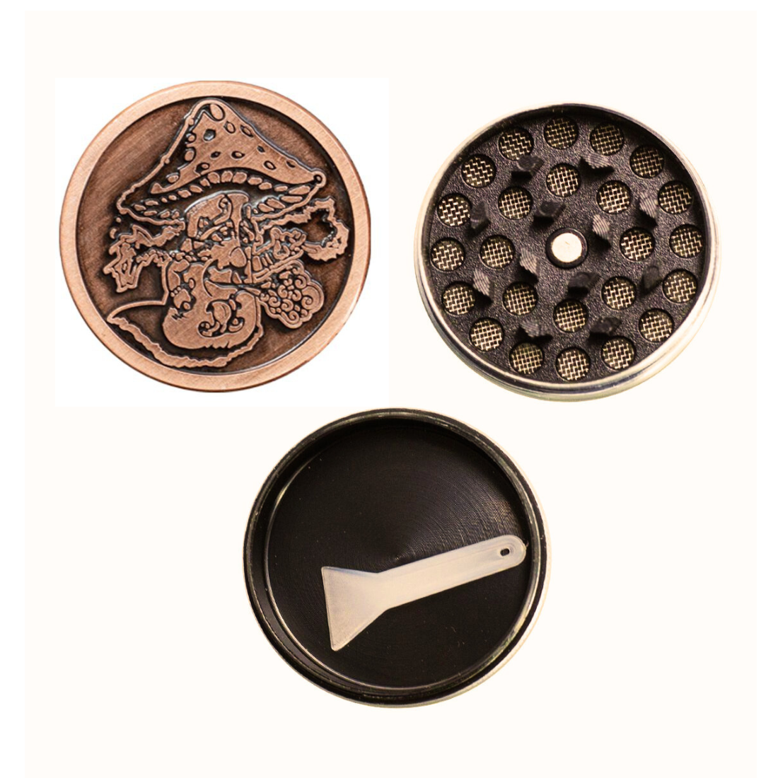 Pilze 3-teiliger Zink-Mühle 40 mm (Bronze)