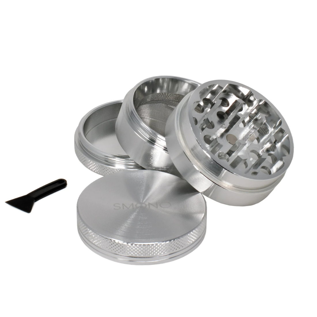 Alu Grinder - 4 Teile, Anodisiert mit Sieb (Silver)