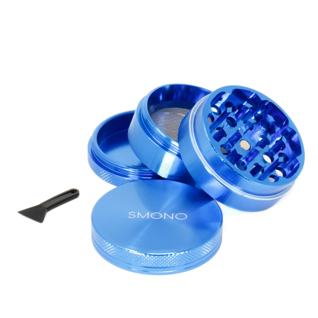 Alu Grinder - 4 Teile, Anodisiert mit Sieb (Blau)