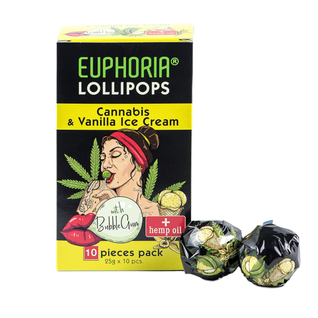 Cannabis-Lutscher mit Kaugummi (Vanilleeis)
